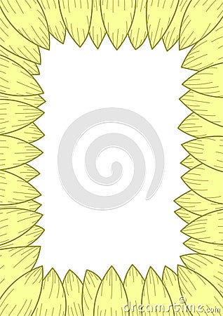 Rectangular frame with hand drawn beige and green leaves Vector Illustration